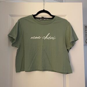 PRIMARK OLIVE GREEN SIZE L GRAPHIC TEE